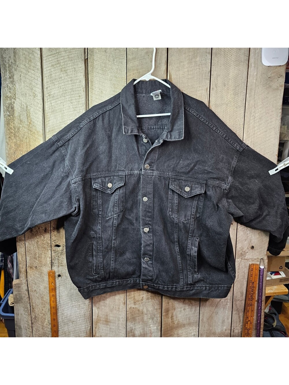 Vintage Unbranded Men's 3X Black Denim Jean Jacket Big & Tall USA Made Casual